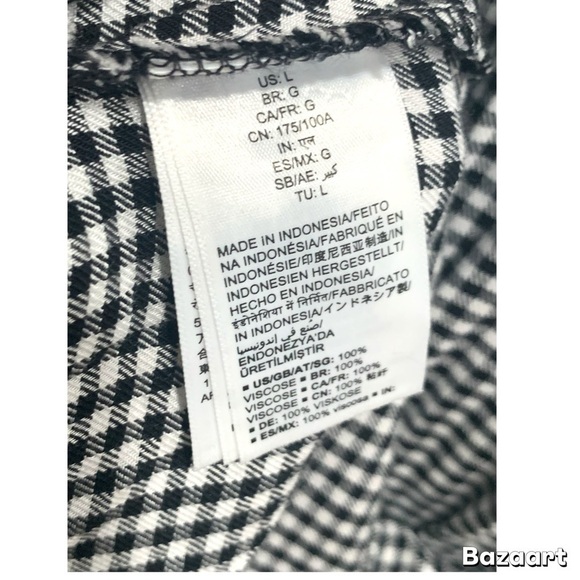 Amazon Essentials Black and White mini Dress Gingham 3/4 Sleeves Sz:Large - Picture 5 of 5